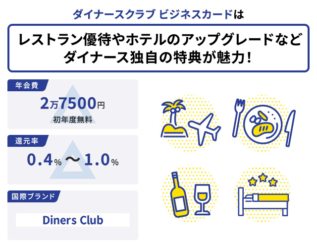 ダイナースクラブ ビジネスカードはレストラン優待やホテルのアップグレードなどダイナース独自の特典が魅力!