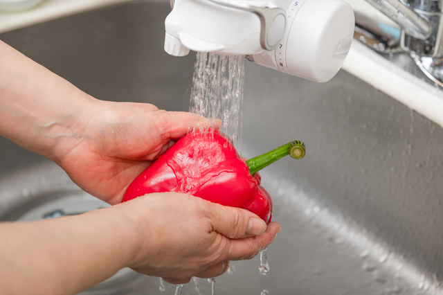 浄水もシャワーが使えるものを選ぶと、水はねしにくく食材が洗いやすい