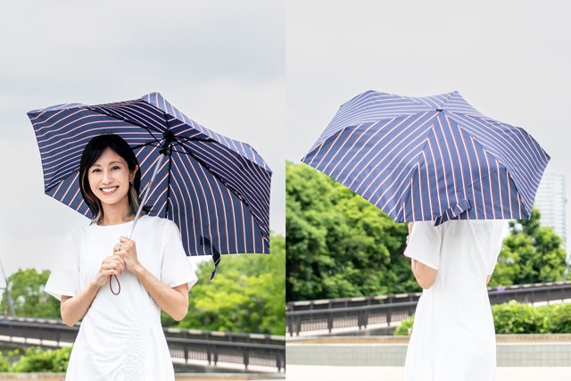 曇り空に映える「Vertical Stripe」カラー。デザイン性が高く男女ともに使いやすい