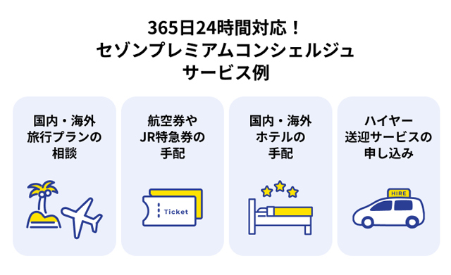 365日24時間対応!セゾンプレミアムコンシェルジュサービス例