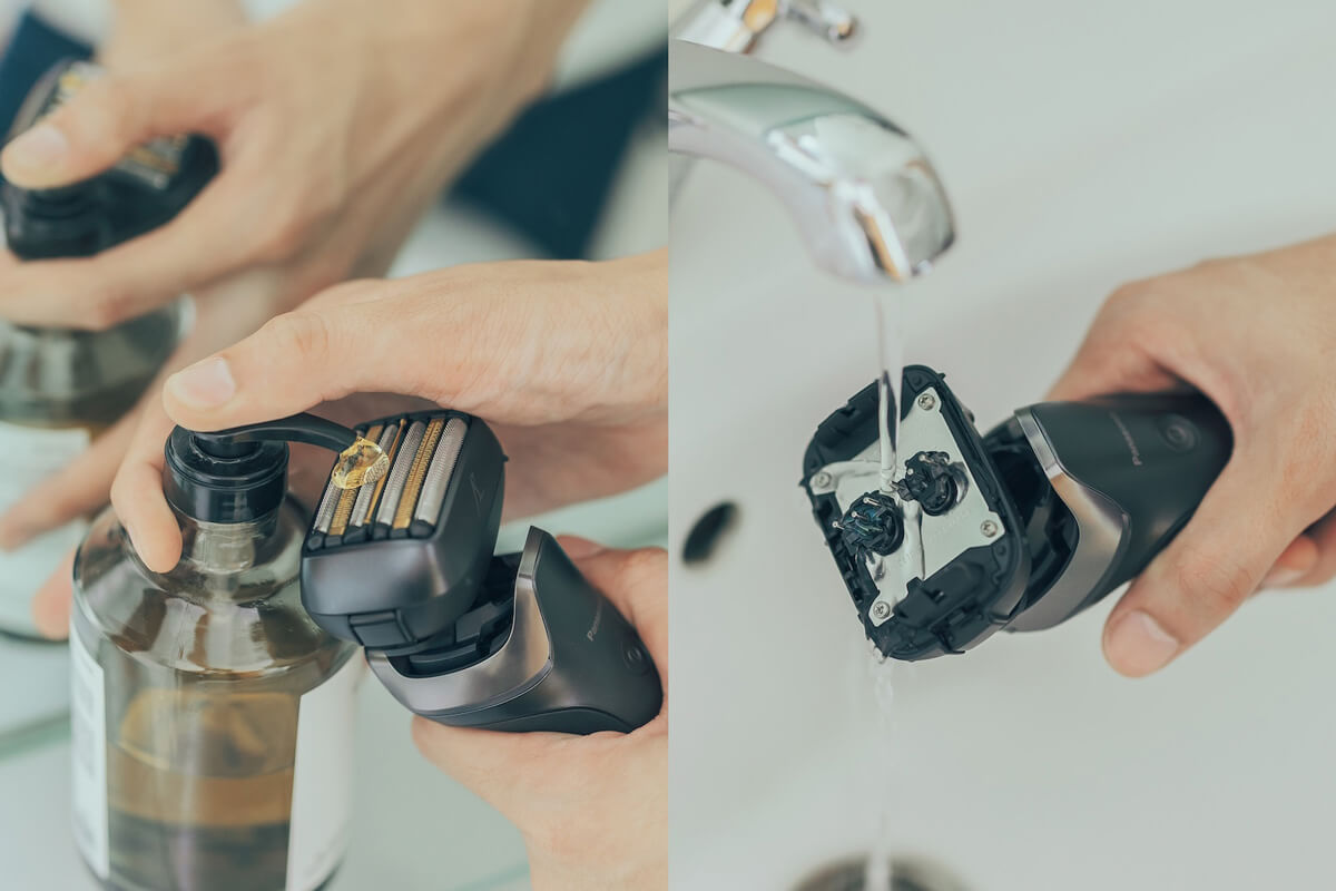 全自動洗浄充電器が付属していないES-L650UとES-L650Dの場合は、流水洗いが必須です
