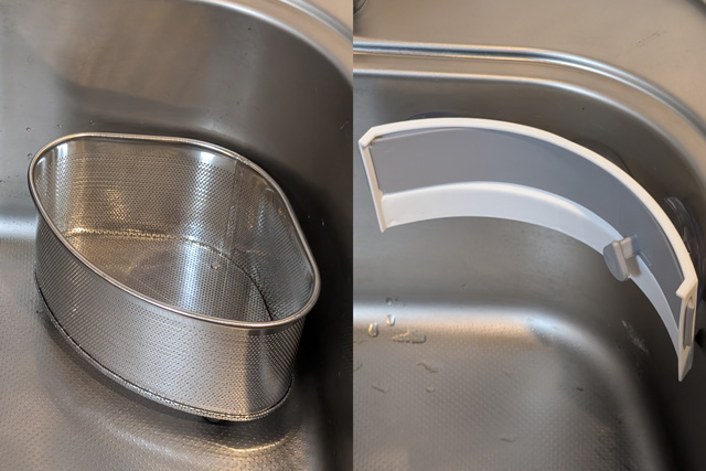 シンクの形状や大きさなどに合わせて、設置場所を変えられる。省スペースで使用できて、キッチンの美観を損なわない。使わないときは折りたたんだりして収納できる。