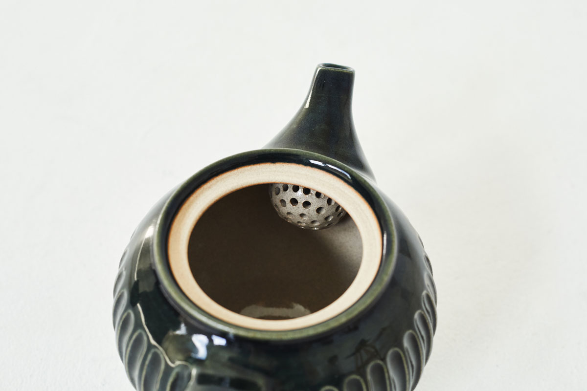 【木と土calm】るり色のポット、三角マグ