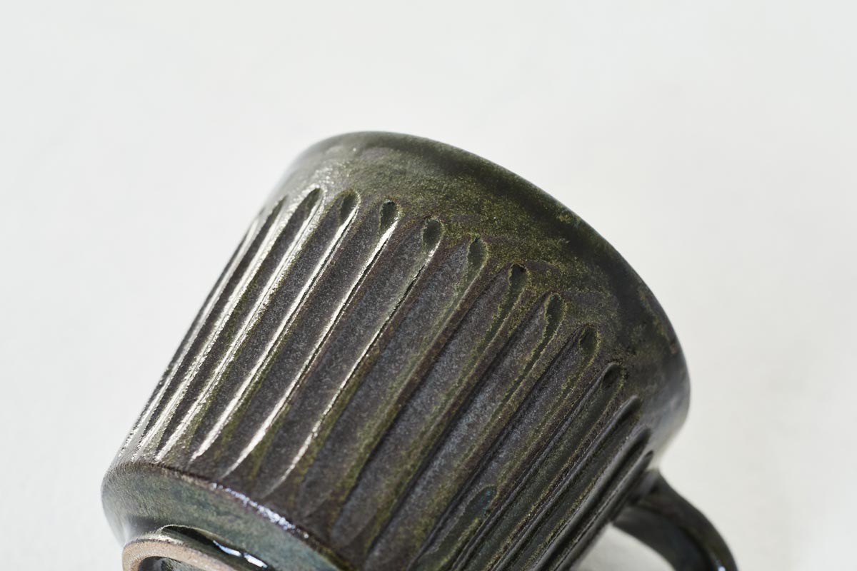 【木と土calm】るり色のポット、三角マグ