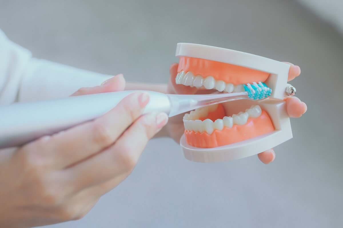 下の歯を磨き終えたら、上の歯に移動していきます。