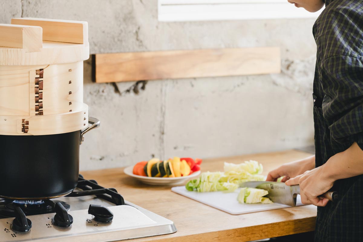 【藤倉商店】天然桧のセイロ（四つ穴）板セイロ（5合）和セイロ　桜皮編み