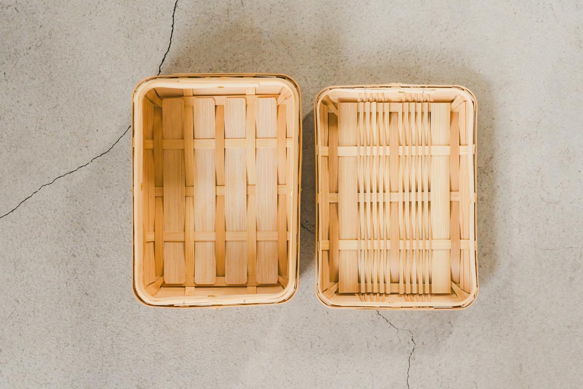 【創作竹芸とみなが】白竹サンドイッチかご