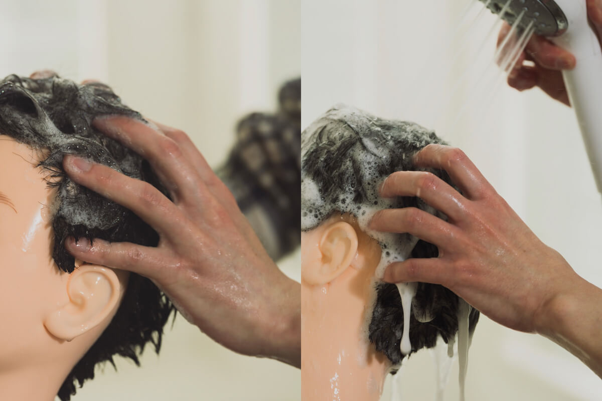 ステップ②シャンプー｜指の腹で頭皮と髪を洗い、ていねいにすすぐ